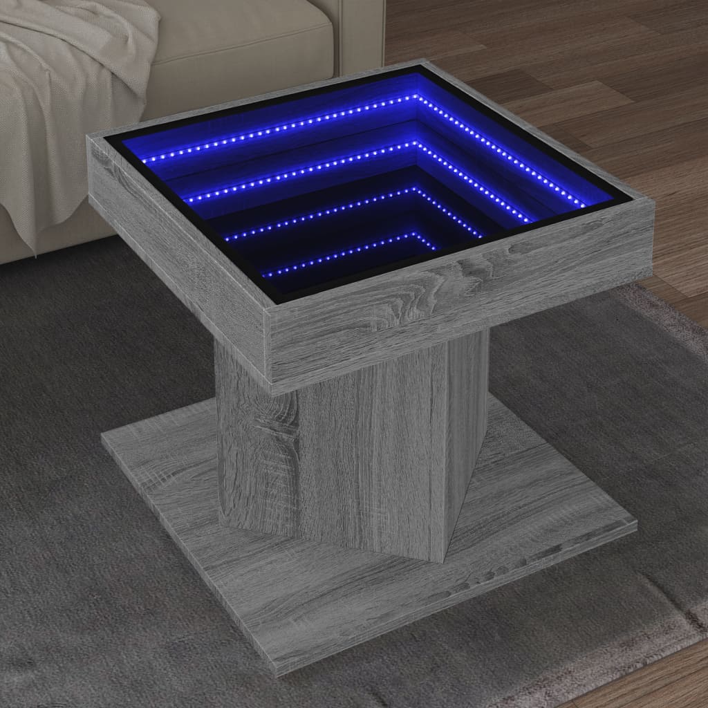 LED Couchtisch Grau Sonoma 50x50 cm