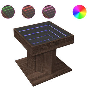 LED Couchtisch Braun Eichenoptik 50x50 cm