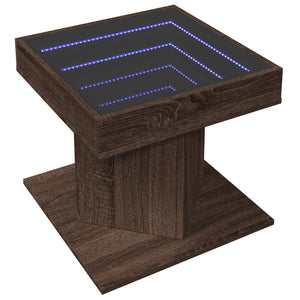 LED Couchtisch Braun Eichenoptik 50x50 cm