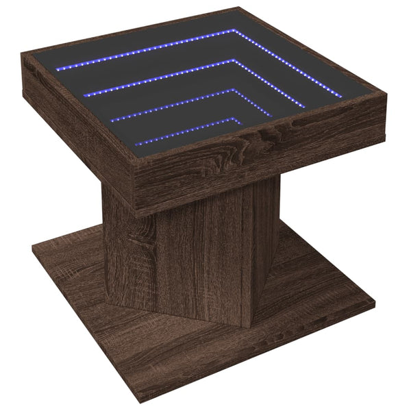 LED Couchtisch Braun Eichenoptik 50x50 cm
