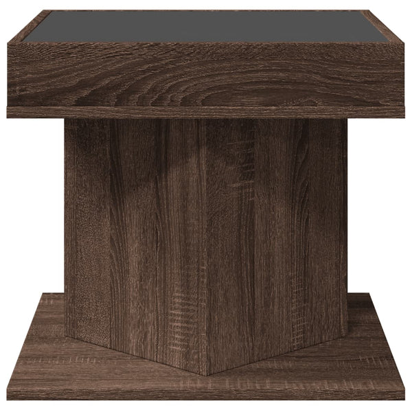 LED Couchtisch Braun Eichenoptik 50x50 cm