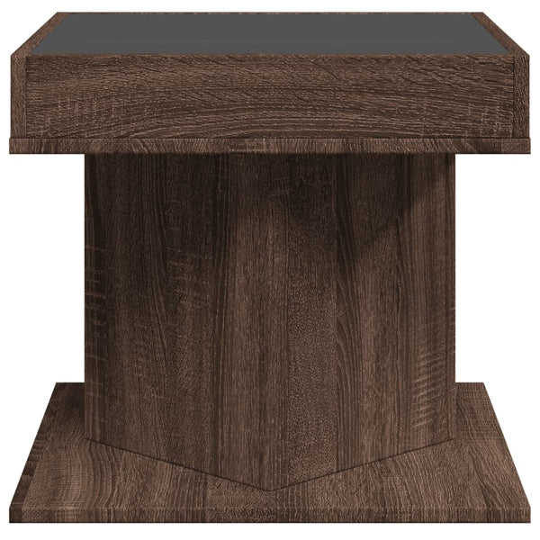 LED Couchtisch Braun Eichenoptik 50x50 cm
