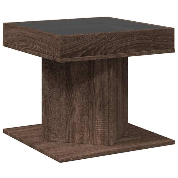 LED Couchtisch Braun Eichenoptik 50x50 cm