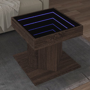 LED Couchtisch Braun Eichenoptik 50x50 cm