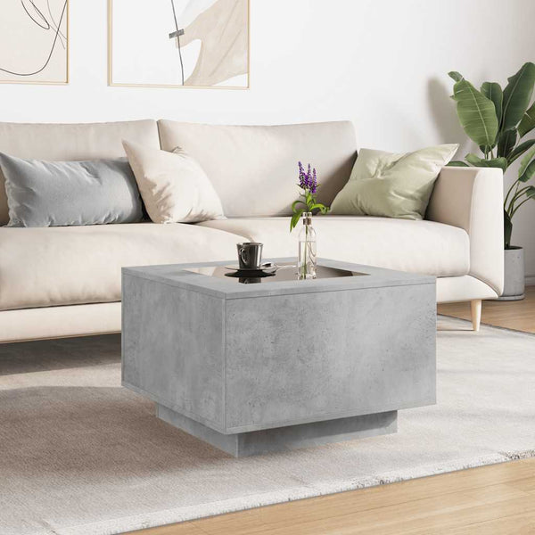 LED Couchtisch Betongrau 60x60 cm