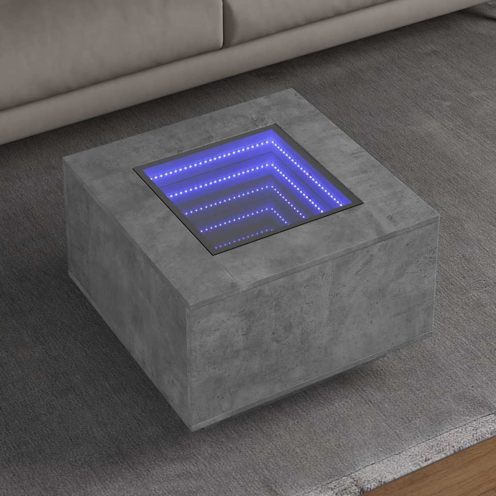 LED Couchtisch Betongrau 60x60 cm