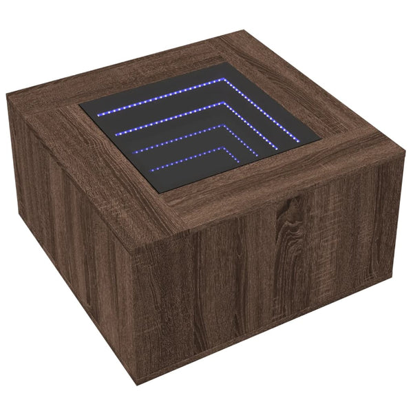 LED Couchtisch Braun Eichenoptik 60x60 cm