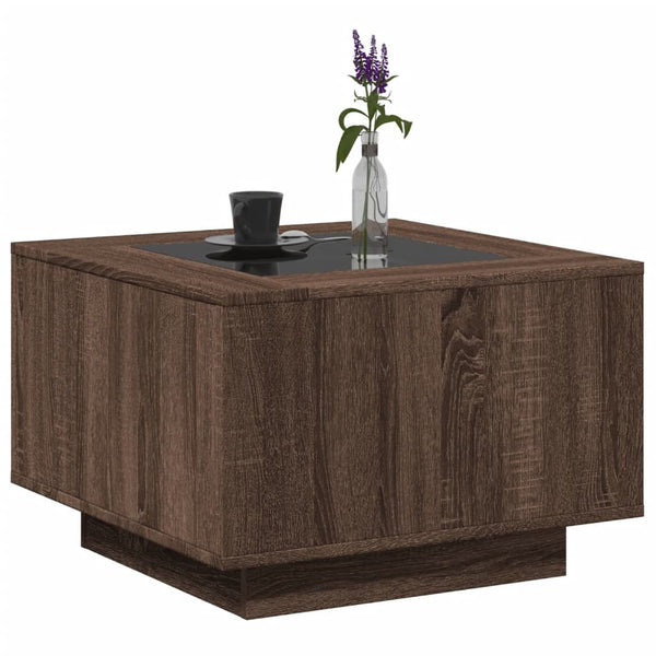 LED Couchtisch Braun Eichenoptik 60x60 cm