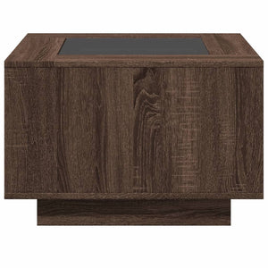 LED Couchtisch Braun Eichenoptik 60x60 cm
