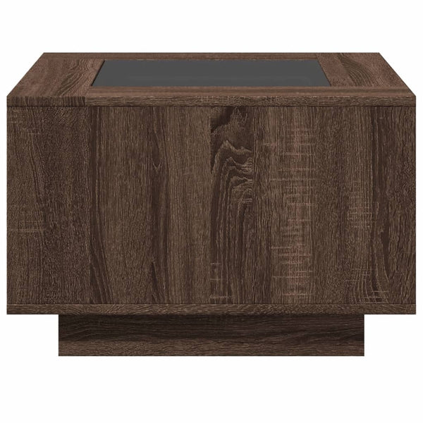 LED Couchtisch Braun Eichenoptik 60x60 cm