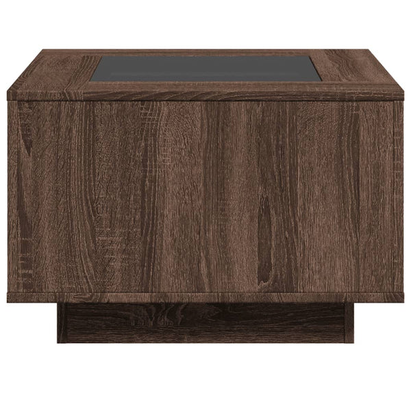 LED Couchtisch Braun Eichenoptik 60x60 cm