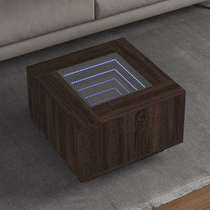 LED Couchtisch Braun Eichenoptik 60x60 cm