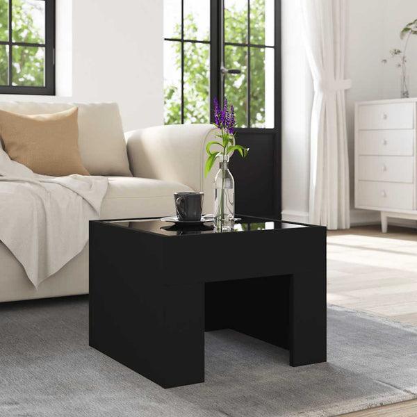 LED Couchtisch Schwarz 40x40 cm