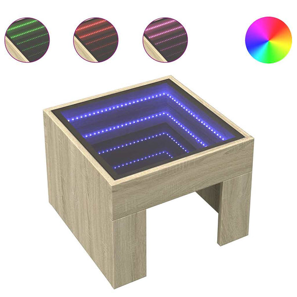 vidaXL Table basse avec LED Infinity chêne Sonoma 40x40x30 cm