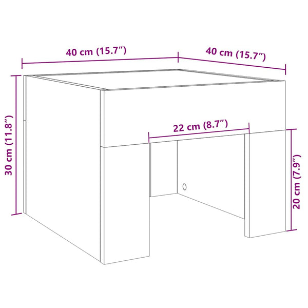vidaXL Table basse avec LED Infinity chêne Sonoma 40x40x30 cm