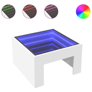 vidaXL Table basse avec LED Infinity Blanc 50x50x30 cm