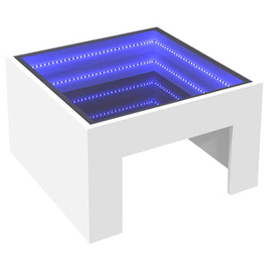vidaXL Table basse avec LED Infinity Blanc 50x50x30 cm