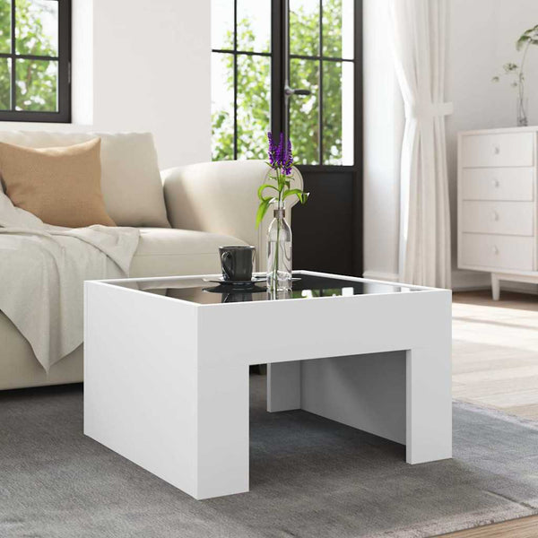 vidaXL Table basse avec LED Infinity Blanc 50x50x30 cm