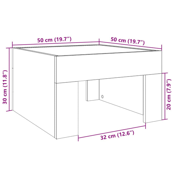 Couchtisch Betongrau mit Infinity LED 50x50 cm