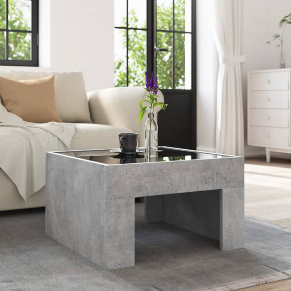 Couchtisch Betongrau mit Infinity LED 50x50 cm