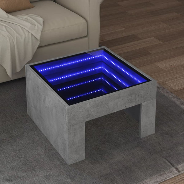 Couchtisch Betongrau mit Infinity LED 50x50 cm