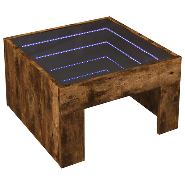 Couchtisch Räuchereiche mit Infinity-LED 50x50 cm
