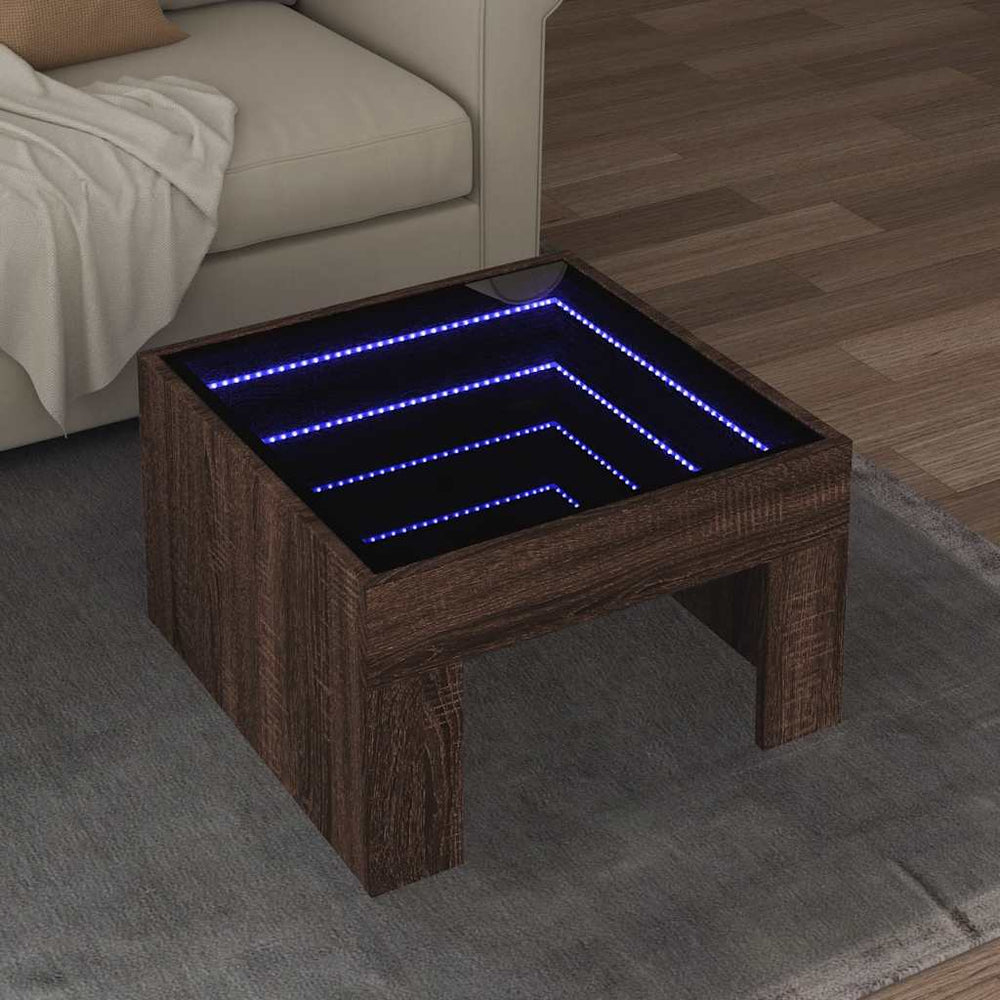 Couchtisch mit Infinity-LED Eichenoptik