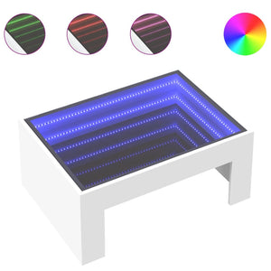 LED Infinity Couchtisch, Weiß, 70x50 cm