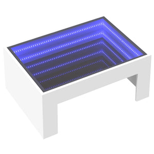 LED Infinity Couchtisch, Weiß, 70x50 cm