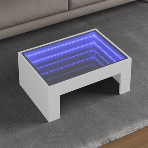 LED Infinity Couchtisch, Weiß, 70x50 cm