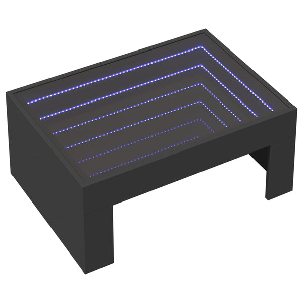 vidaXL Table basse avec LED Infinity Noir 70x50x30 cm