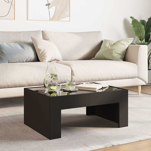 vidaXL Table basse avec LED Infinity Noir 70x50x30 cm