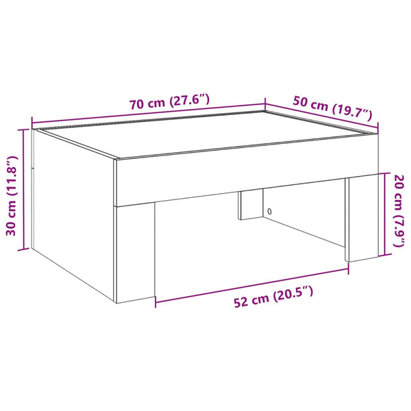 Couchtisch Sonoma Eiche mit Infinity LED 70x50 cm