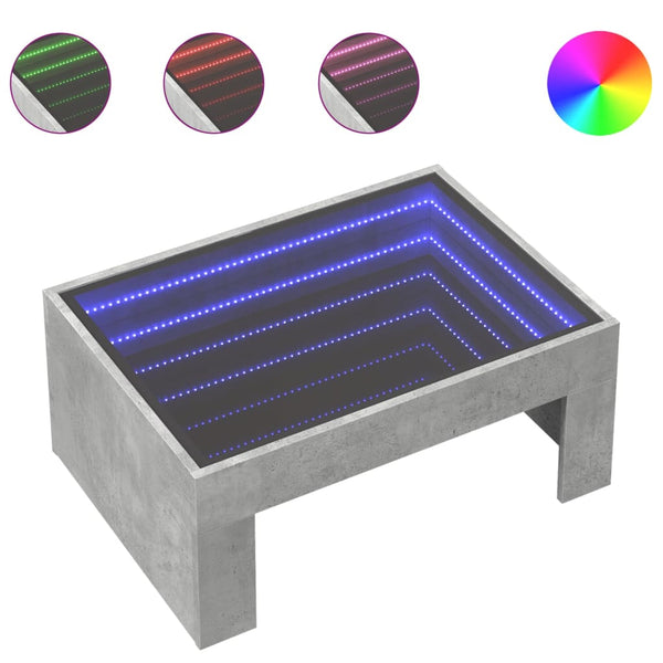 Couchtisch Betongrau mit Infinity-LED 70x50 cm