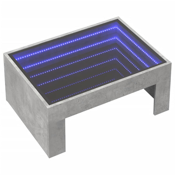 Couchtisch Betongrau mit Infinity-LED 70x50 cm