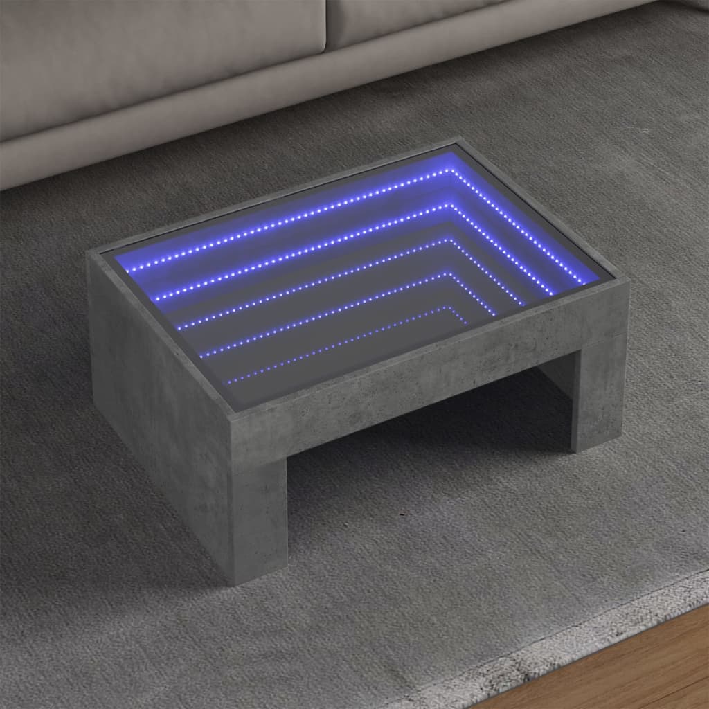 Couchtisch Betongrau mit Infinity-LED 70x50 cm