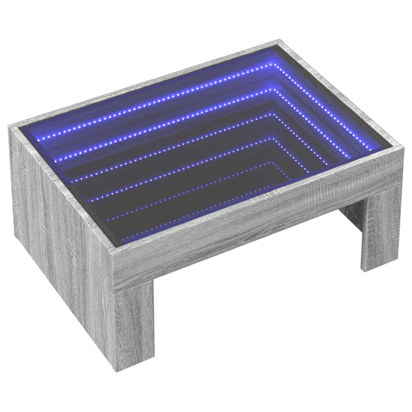 vidaXL Table basse avec LED Infinity gris sonoma 70x50x30 cm