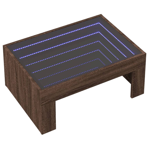 Couchtisch mit Infinity-LED Braun Eichenoptik