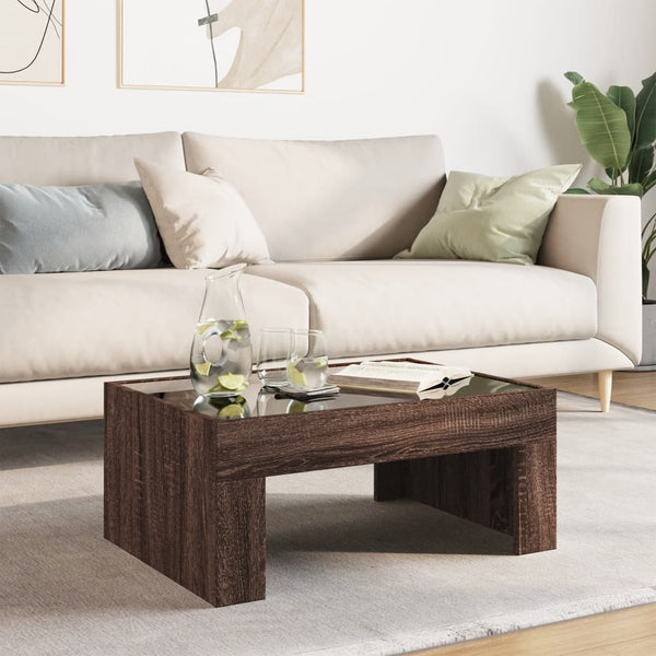 Couchtisch mit Infinity-LED Braun Eichenoptik