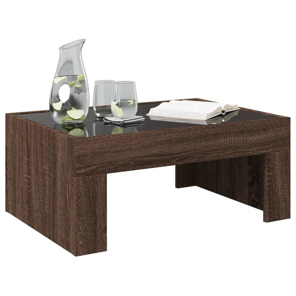 Couchtisch mit Infinity-LED Braun Eichenoptik