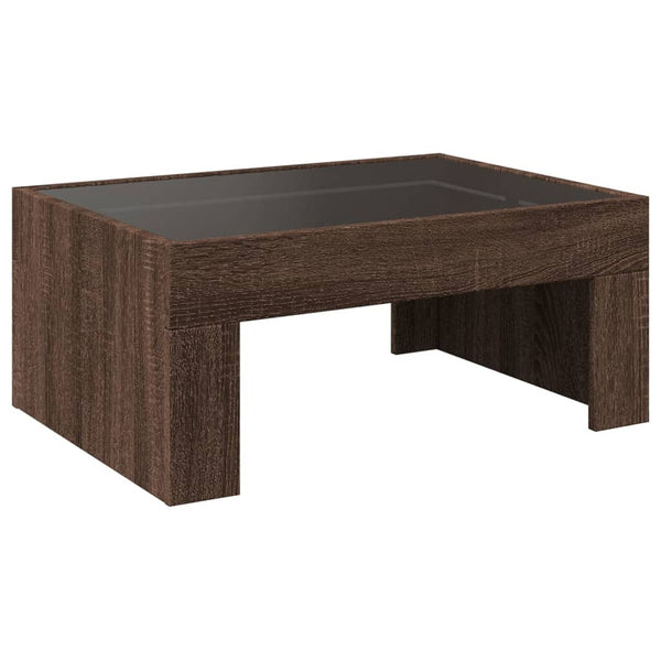 Couchtisch mit Infinity-LED Braun Eichenoptik