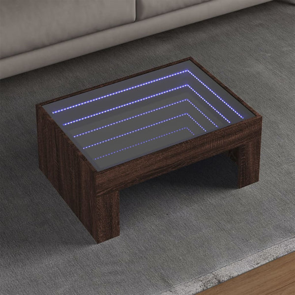 Couchtisch mit Infinity-LED Braun Eichenoptik