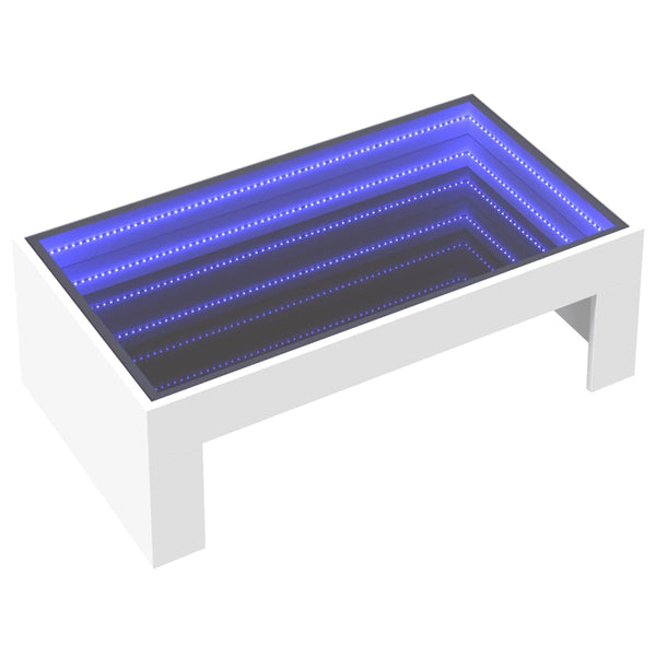 vidaXL Table basse avec LED Infinity blanc 90x50x30 cm