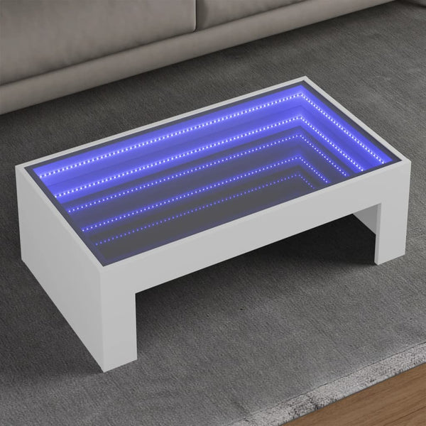 vidaXL Table basse avec LED Infinity blanc 90x50x30 cm