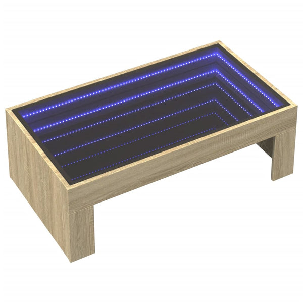 vidaXL Table basse avec LED Infinity chêne Sonoma 90x50x30 cm
