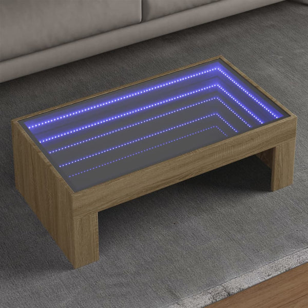 vidaXL Table basse avec LED Infinity chêne Sonoma 90x50x30 cm