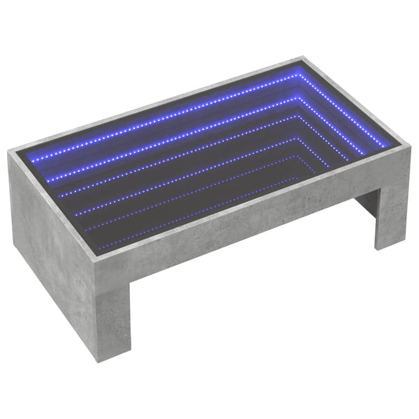Couchtisch Betongrau mit Infinity-LED 90x50 cm