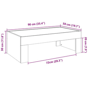 vidaXL Table basse avec LED infini Gris Sonoma 90x50x30 cm