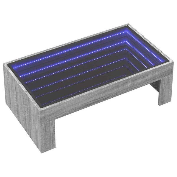 vidaXL Table basse avec LED infini Gris Sonoma 90x50x30 cm