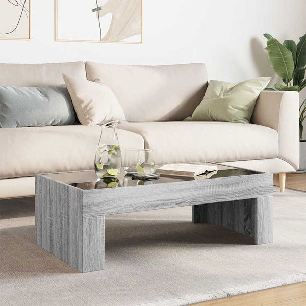 vidaXL Table basse avec LED infini Gris Sonoma 90x50x30 cm